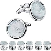HAWSON Fashion Mother-of-Pearl Tuxedo Shirt Button and Cufflink Set, Specially Designed for Wedding Business