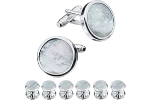 HAWSON Fashion Mother-of-Pearl Tuxedo Shirt Button and Cufflink Set, Specially Designed for Wedding Business