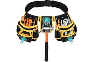 Dmyond Tool Belt, 26 Pocket Magnetic Tool Pouch, Adjustable Utility Belts Men Heavy Duty Tool Pouch Bag for Carpenter, Woodworker, Construction, Electrician, Gifts for Dad & Men