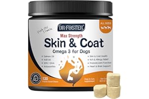 DRFOSTER Omega 3 Fish Oil for Dogs, Salmon Oil for Dogs with EPA & DHA for Skin & Coat Health, Itch & Allergy Relief, Dog Shedding, Hot Spots Treatment, Joint Support, with Astaxanthin & Vitamin E