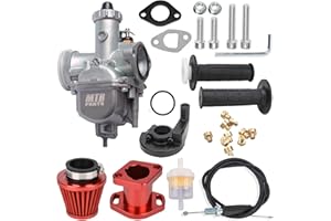MTRPARTS VM22 Carburetor Predator 212CC 196cc CT200U KT196 Moto Mini Bike Race and Go Kart 6.5HP Baja Warrior Heat - Includes MB165 MB200 Air Filter Kit & Cable Accelerator Throttle Control Handle (red)