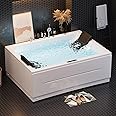 Homary 71" 2-Person Whirlpool Bathtub, Massage Bathtub with Air & Water Jets 3-Sided Apron Acrylic Soaking Tub, Lumbar Support & Chromatherapy LED, Relaxing Spa Experience for Elderly