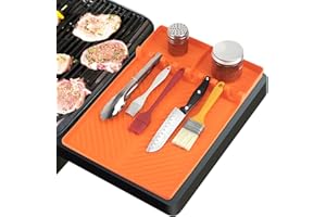 Silicone Griddle Tools Mat for Blackstone, Griddle Accessories for Blackstone, ddLUCK Silicone Grill Mats, Food Grade Side Shelf Mat for Outdoor Grill, Silicone Grill Pad for Blackstone（Orange）