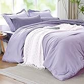 Kozyhvn Purple Lavender Comforter Set, 7 Piece Soft Bed in a Bag - Reversible Bedding Set, Assortment of Sheets, Pillowcases & Shams, All Seasons Boho Queen Bed Set