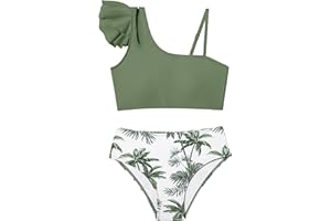 NAPU Girls Swimsuit Ruffled Girls Bikini Set 2 Piece Girls Bathing Suit High Waisted Girls Swimwear with Adjustable Strap