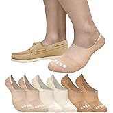 Sperry Men's 6-Pack Arch Hugger No Show Socks, Non-Slip Loafer Socks for Boat Shoes, Low Cut Invisible Liners with Heel Grip