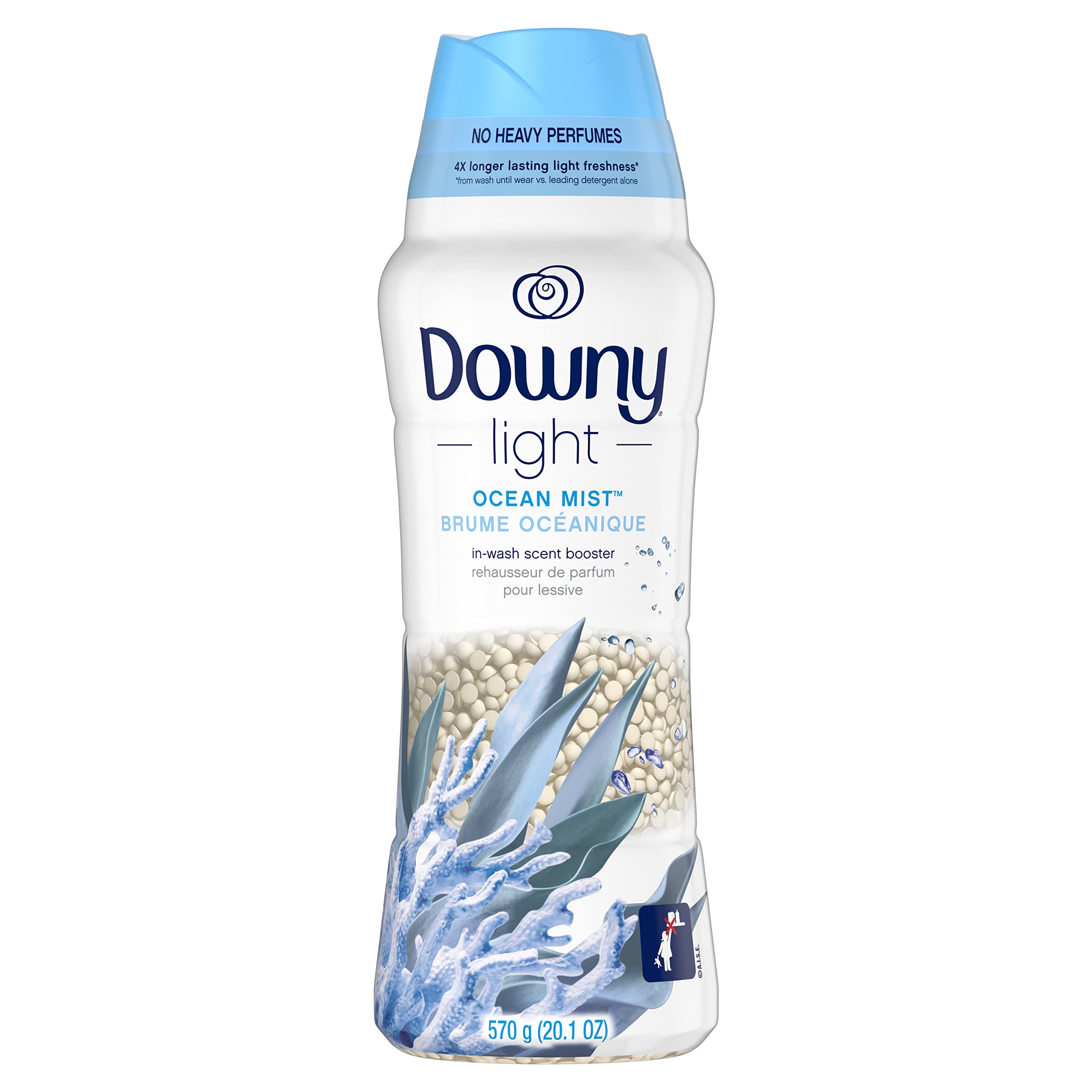 Downy Light Laundry Scent Booster Beads for Washer, Ocean Mist, 14.8 oz, with No Heavy Perfumes