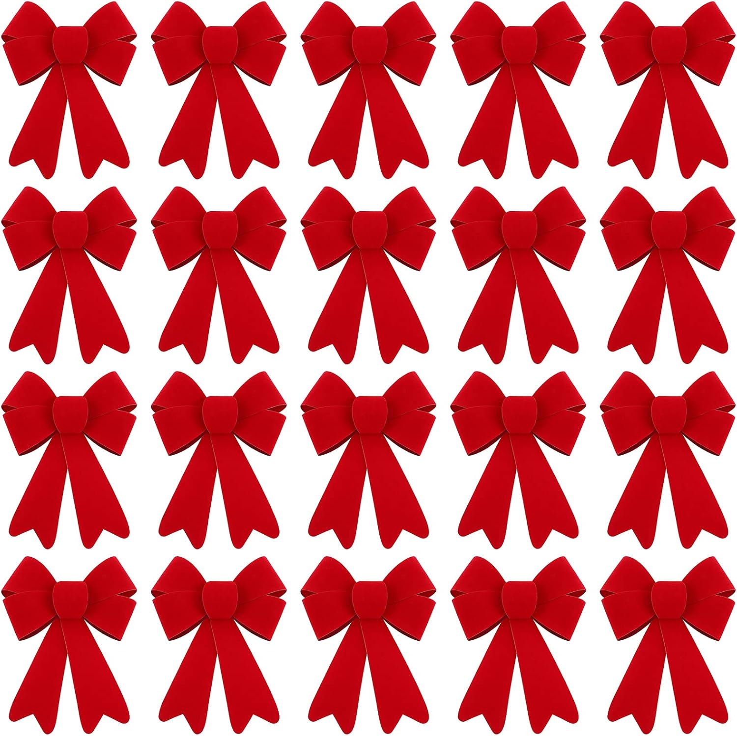Bows & Ribbons - MCEAST 20 Pieces PVC Mini Christmas Bows Decoration 6.2 x 4.7 Inches Xmas Tabletop Tree Wreaths Bows for Hanging and Decorating Doors Christmas Crafts Supplies, Red