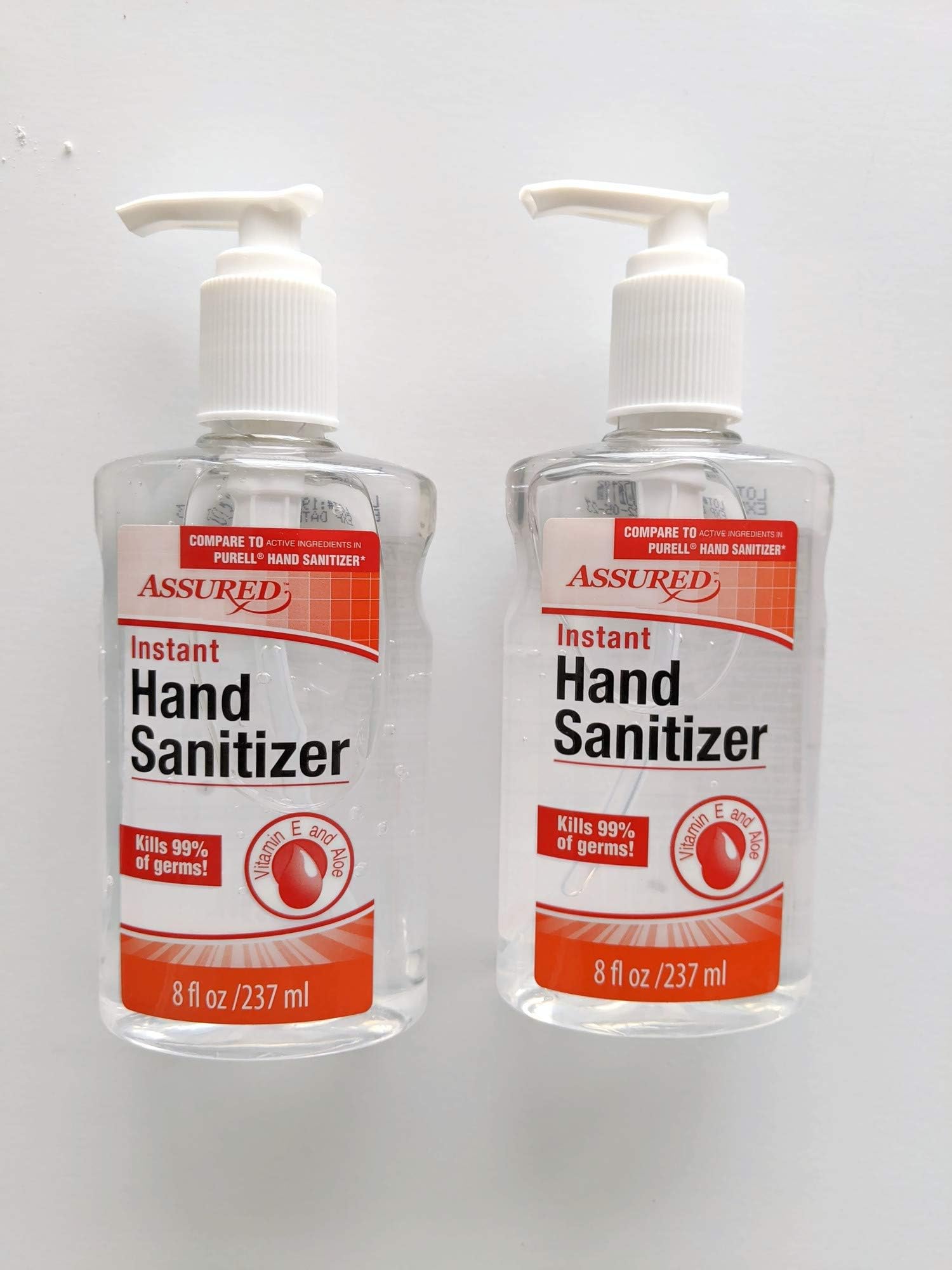 (2 Pack) Assured Hand Sanitizer with Aloe Vera and Moisturizers 8oz Each Bottle