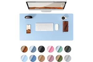 YSAGi Leather Desk Protector, Office Mat, Large Mouse Mat, Non-Slip PU Leather Blotter, Laptop Pad, Waterproof Writing Pad for Office and Home (Baby Blue, 23.6" x 13.8")