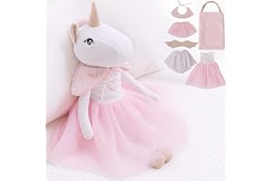 Perfectto Design Ballerina Unicorn Doll Stuffed Animal for Girls - Plush Toy Doll Set, Bag, Tutu Cloths, Wings - Play Set for 3 4 5 Year Old Girl Gift for Little Girl, Birthday, Christmas Age 3-9