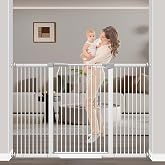 54.8"-60.2" Baby Gates Extra Wide for Doorways, 40.5" Tall Dog Gate Indoor, Walk Through Pet Gates No Drilling Auto Close Pressure Mounted Safety Child Toddler Gate, White