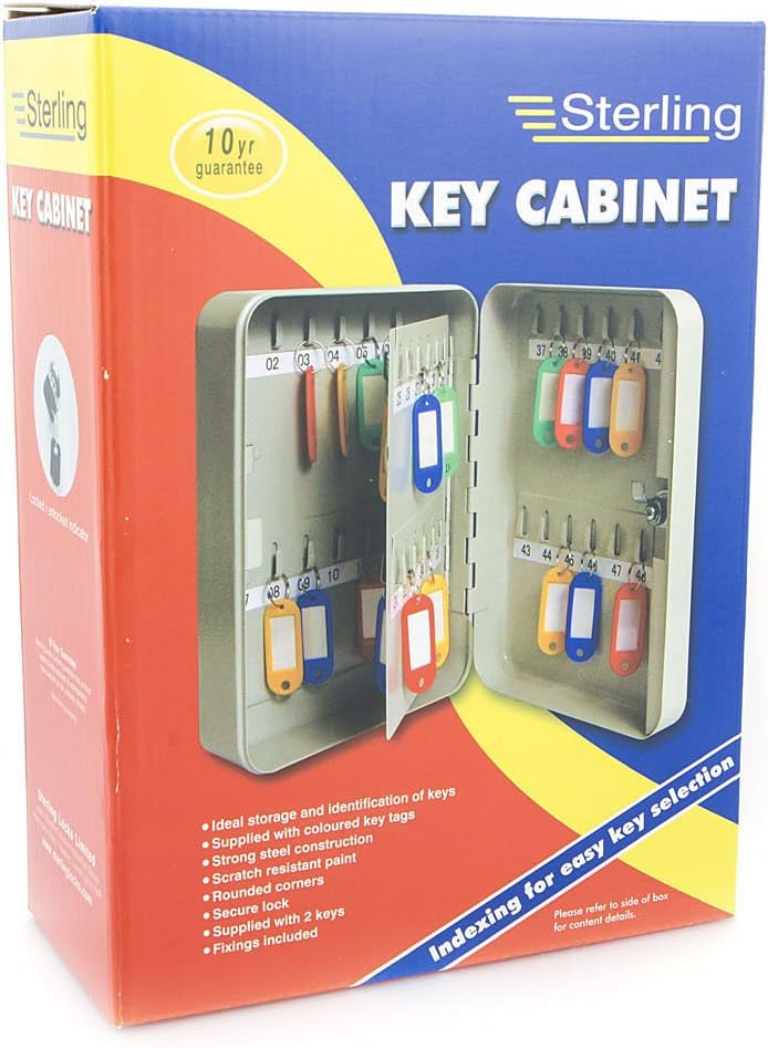 Burg Wachter Sterling KC36 36-Hook Key Cabinet, Gray, 180x250x80mm, Grey - Image 5