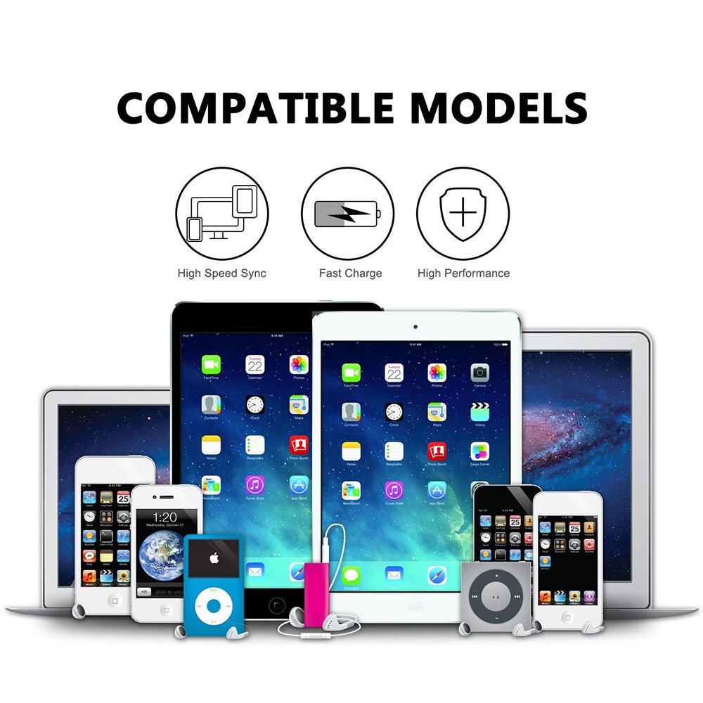 Lightning cable TIMMY 3Pack 6FT Nylon Braided  IPhone Charger certified to charging Cable with charging indictor powerline for iPhone 5/5C/5S/6S/6S PLUS/7/7 plus, iPad Air, and more (Black)