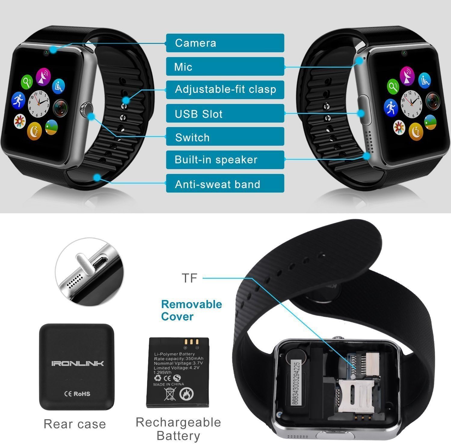 AxCella Bluetooth Smartwatch 1.54 Pulgadas Multi-languages ...