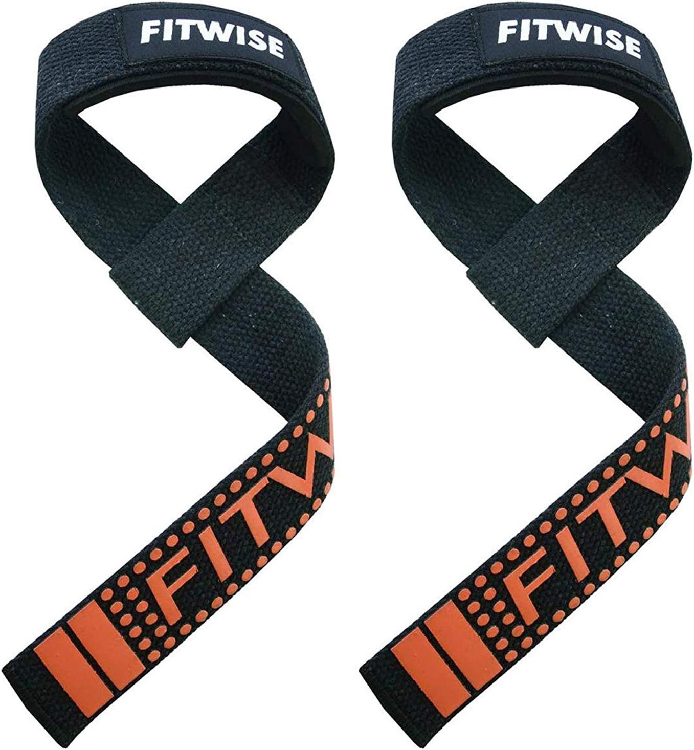 FITWISE Weight Lifting Straps (Pair) for Men Neoprene Padded Wrist Support Non-Slip Cotton Strap Perfect for Weightlifting Power Lifting Cross fit Dead Lifts Workout Fitness Gym