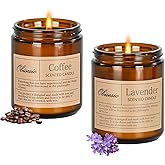 Obisesio Scented Candles, Candles for Home Scented, 2Pack 14oz Bath and Body Works Candle for Women, Aromatherapy Jar Candle Gift for Home(Coffee & Lavender)