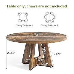 LITTLE TREE Round Dining Table for 4-6 People, 47