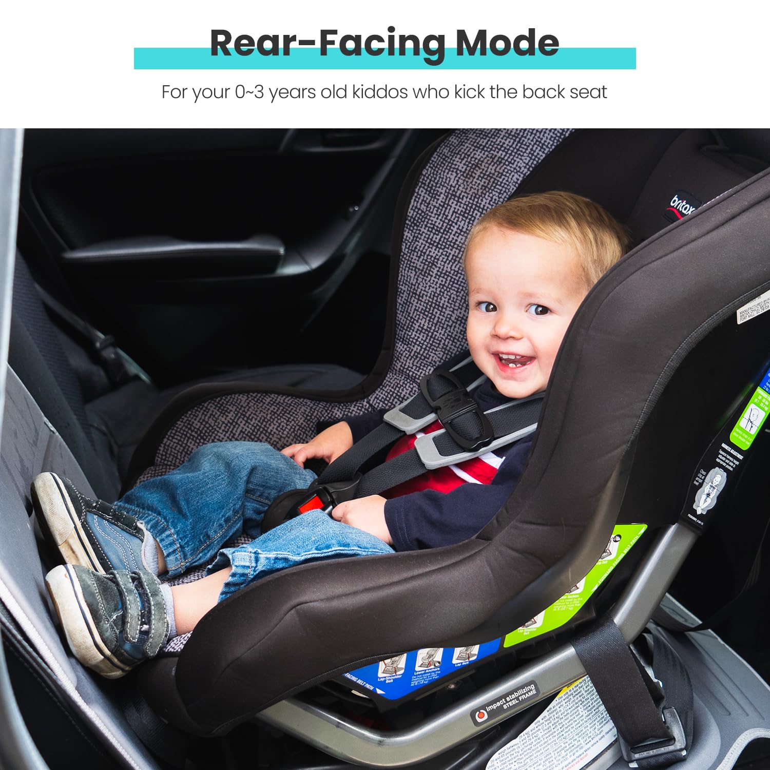 HEYTRIP Car Seat Protector, 2 Packs, Rear-Facing/Forward Facing Car Seat Mat for 0~12 Years Old Children, Waterproof, Easy Cleanup, Non-Slip, Fit Most Car Seats(Black Blue)