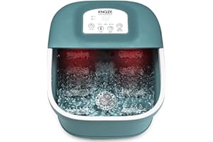 KNQZE Foot Spa Bath Massager with Heat, Bubbles, Vibration and Red Light, Foot Bath w/ 8 Shiatsu Massage Rollers, Temperature Control Foot Soaker, Pedicure Foot Spa Tub for Feet Stress Relief-Green
