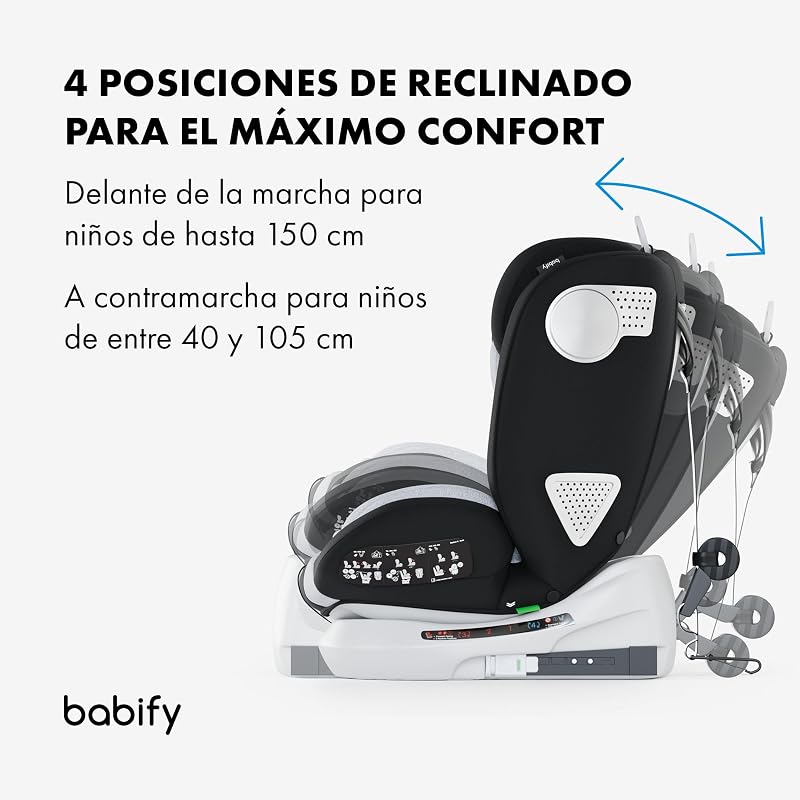 Onboard Silla de Coche Isofix para Bebés y Niños, 0 Meses - 12 Años, Apta Desde 40-150 cm Ajustable 360º, Asiento Portátil y Seguro i-Size ECE R129