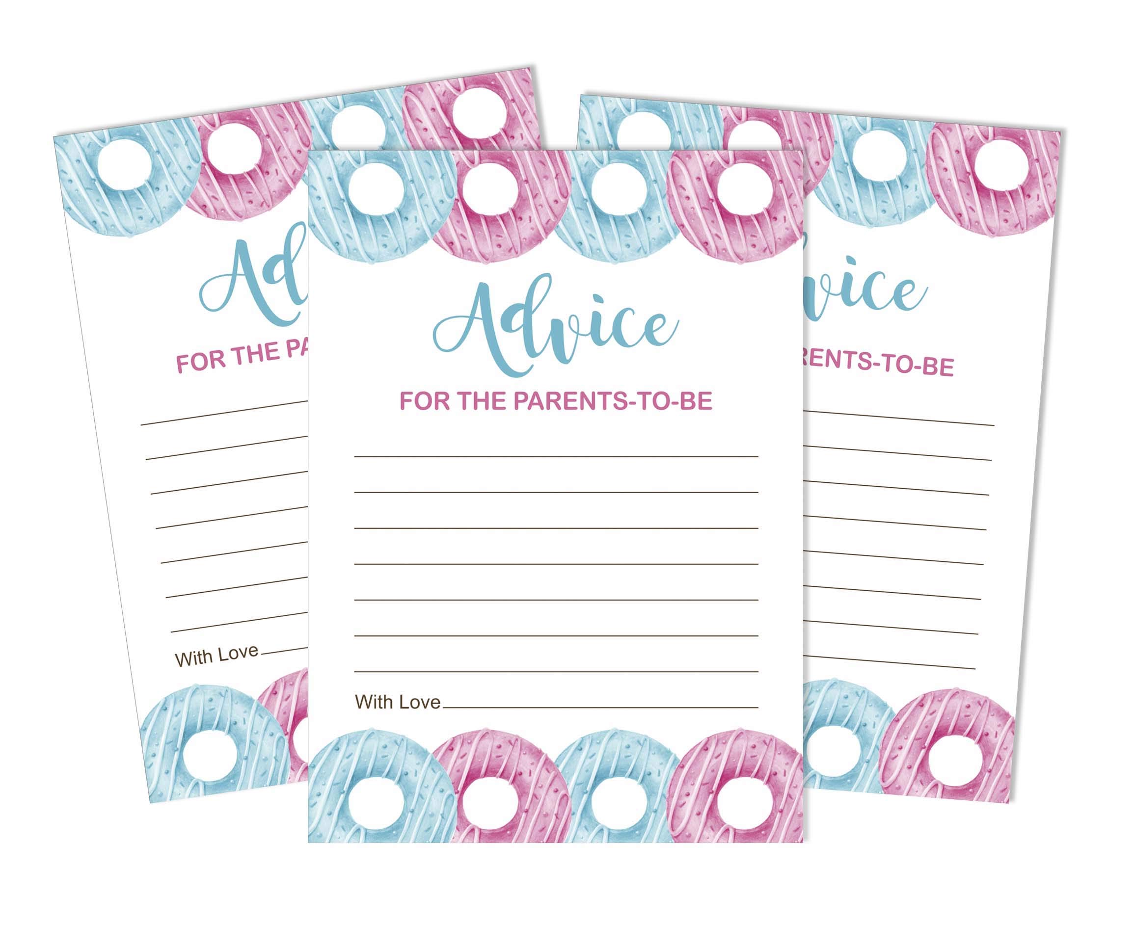 Inkdotpot 50 Advice Cards For Baby Shower Game He Or She Advice For New Mom & Dad Donuts Boy Or Girl Party Supplies
