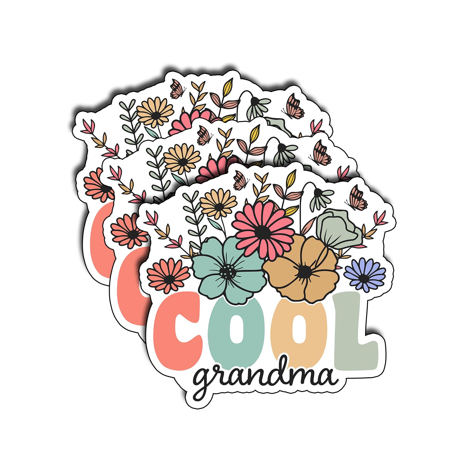 Photo 1 of (3Pcs) Cool Grandma Sticker Mothers Day Quote Funny Mama Aesthetic Gifts Present Waterproof Vinyl Decal for Kindle Water Bottle Bumper Car Hard Hat Phone Laptop Inspirational Appreciation - 3x2.9