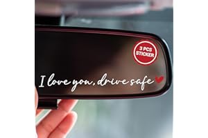 BoopZilla 3PCS I Love You Drive Safe Mirror Sticker (White), Car Stickers & Decals for Women, Rear View Mirror Accessories, Car Accessories for Women Interior, Cute Cars Decor & Decorations