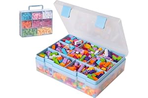 Douorgan Toy Storage Organizer for Lego Stackable Organizer Bins Portable Organizer Containers Storage Box Plastic Case for Bead Bracelet Making DIY Jewelry Nail Charms (Blue)