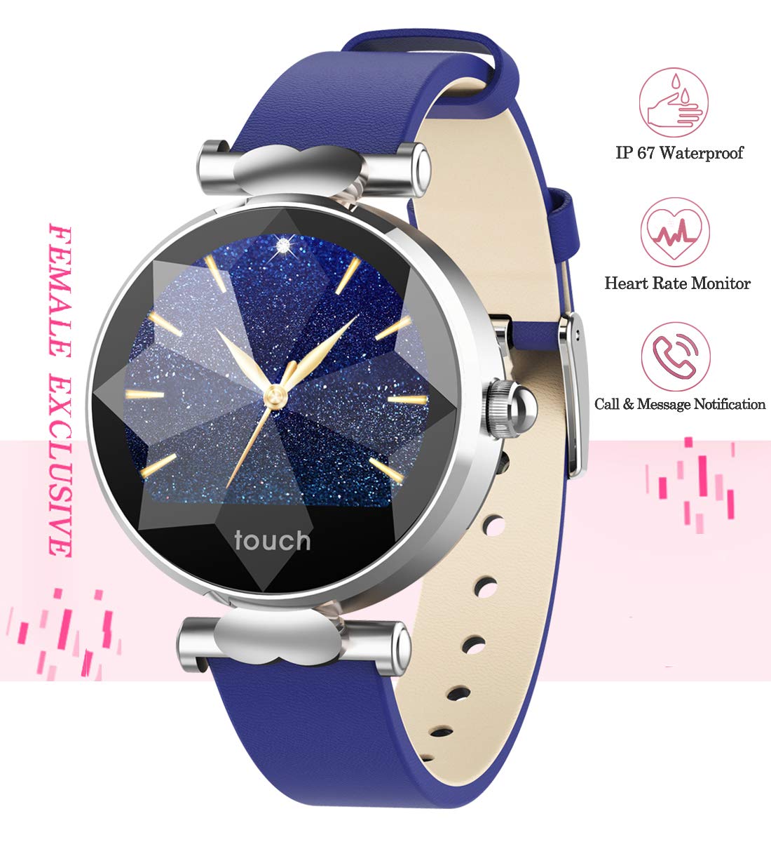 Smart Watch, Fitness Tracker with Heart Rate Monitor & Blood Pressure & Sleeping Monitor for Android & iOS, Waterproof Smartwatch with Step & Calorie ...