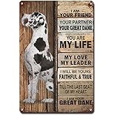 Lygond Metal Sign Tin Sign Vintage Wall Art I Am Your Friend Gift for Great Dane Lovers Dog Lovers Vintage Wall Art Prints Home Decor for Garden 6×8 Inches