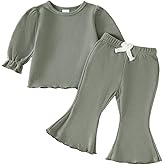 Koecnoc Toddler Girl 2-piece Clothes Set Infant Girl Cotton Long Sleeve Shirt and Pant Fall Winter Outfit for Baby Girl