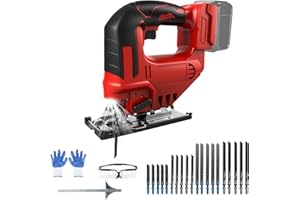 Cordless Jigsaw for Milwaukee 18V Battery, Max Cutting Depth 135mm, Electric Jig Saw with 4 Orbital Settings, 20pcs Jigsaw Bl