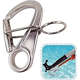 RiaYer Docking Hook Mooring Hook, 316 Stainless Steel，1 Pack | Quick Release Spring Snap Hook Carabiner, 24 KN Load, Kayak &amp; Boat Accessory, Remote Buoy Hitching, Easy to Attach