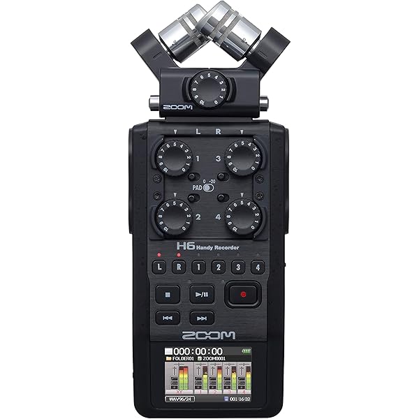 Amazon.com: Zoom H6 All Black 6-Input /6-Track Portable Handy Recorder with  Single Mic Capsule + Headphones + Dynamic Microphone + 32GB Memory Card +  Batteries and Charger + Accesories : Musical Instruments