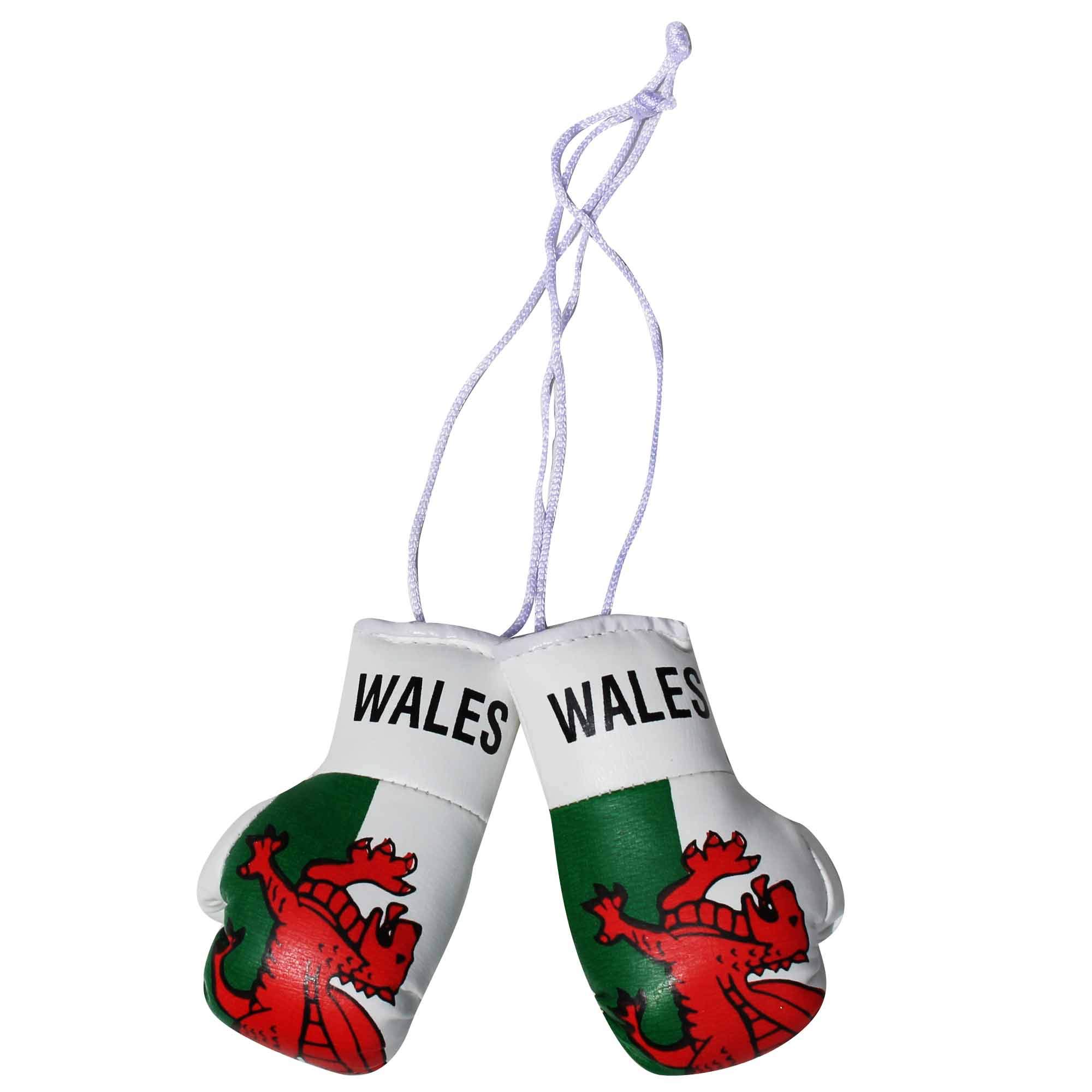 Wales F.A. Wales Flag Mini Boxing Gloves for Cars or Home - Hanging Ornament - Leather - Casual, Everyday Use