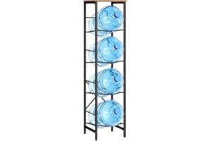 HOOBRO Water Jug Rack, Water Bottle Holder, 5 Gallon Water Jug Rack, 4-Tier Water Cooler Storage Rack, Water Dispenser Stand, for Kitchen, Living Room, Office, Rustic Brown and Black BF02ST01