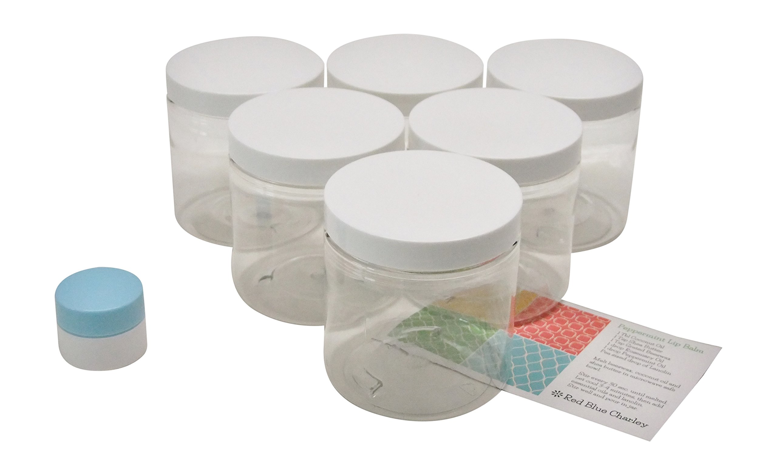 Clear 2 oz Plastic Jars with White Lids (6 pk) with Balm