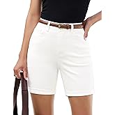 luvamia Jean Shorts for Women High Waisted Trendy Mid Thigh Long Cuffed Hem Stretchy Denim Shorts Casual Summer Jorts