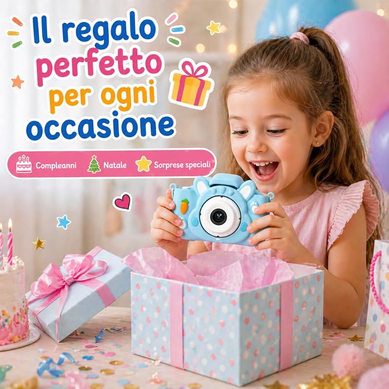 KidsCamera Bibi Le Lapin 2K – Appareil Photo pour Enfants 3 Ans avec Carte mémoire 4 Go Inclus, Photos, vidéos, Jeux et filtres – Premier Appareil Photo numérique Cadeau Anniversaire Fille