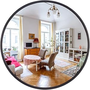 Geloo Round Mirror for Wall Mounted-28 Inch Modern Bathroom Black Round Mirror,Large Vanity Mirror,Accent Circle Mirror for Bedroom,Living Room,Entryway,Hallway,Salon,Locker Room