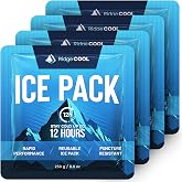 RIDGECOOL 4 Pack Large Reusable Ice Packs for Coolers, Long Lasting Freezer Packs for Cooler Bags and Insulated Totes, Leakproof, BPA-Free, Food Safe