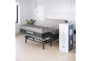 Sven & Son Harmony Adjustable Bed Base, Head and Foot Lift, Massage, Under-Bed Lights, USB, Gel Memory, Zero Gravity Smart Frame - Queen + 14 inch Hybrid Spring Matt (Medium Soft)