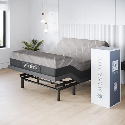 Sven & Son Harmony Adjustable Bed Base, Head and Foot Lift, Massage, Under-Bed Lights, USB, Gel Memory, Zero Gravity Smart Frame - Full + 14 inch Hybrid Spring Matt (Medium Soft)