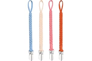 BBHLIFE Pacifier Clips for Baby Girl, 4 Pack BPA Free Pacifiers Holders Leashes for Teether Toy or Soothie, Fits All Pacifiers Baby Teething Toys