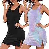 Ekouaer Sexy Nightgowns for Women Tank Sleeveless Night Gown 2 Pack Sleep Dress Soft Nightdress Chemise Sleepwear S-XXXL