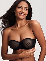 DOBREVA Women's Mesh Strapless Bra Sheer Unlined