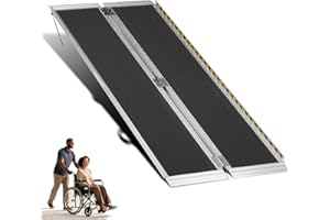 MOTORHOT 6FT Portable Wheelchair Ramp, Non-Slip Aluminum Folding Handicap Home Steps Scooter Door Threshold Ramp for 6 inch -18 inch Step Heights 600 lbs Capacity 28in Wide Single Fold Ramp