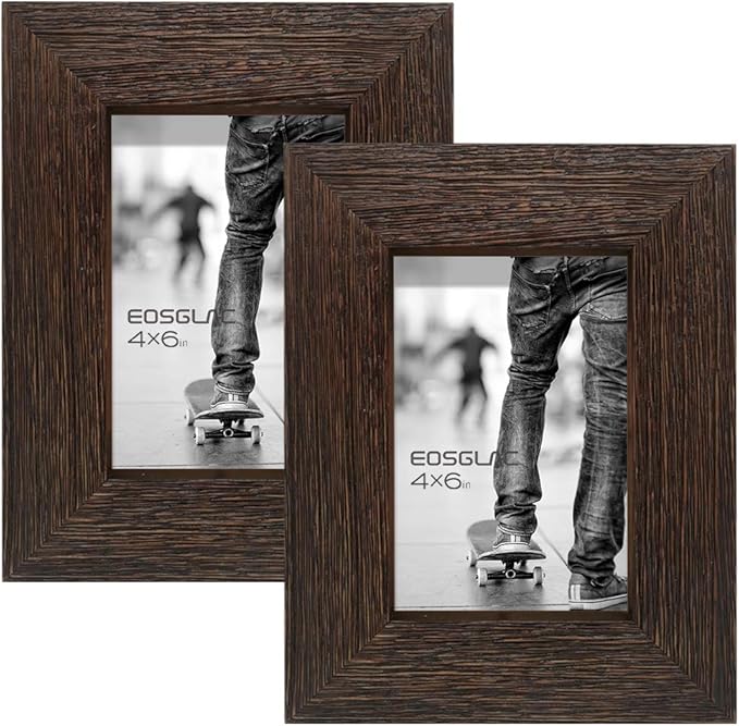 Eosglac 4x6 Rustic Picture Frame, Reclaimed Look Wooden