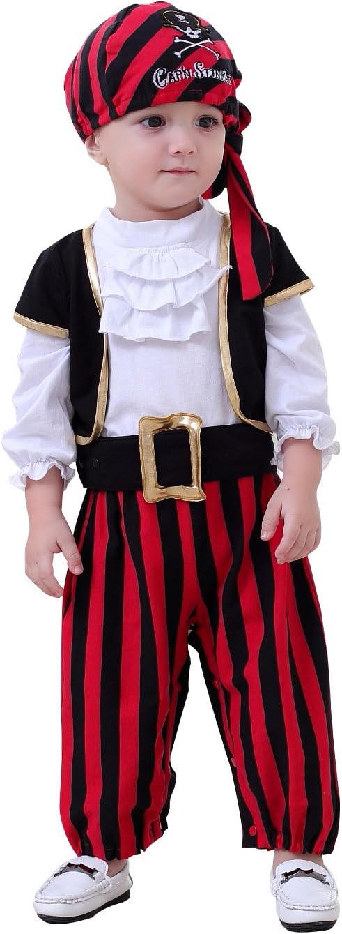 LXKIKMMMay's Baby Boys Captain Infant Costumes Cap Stinker Pirate Costume